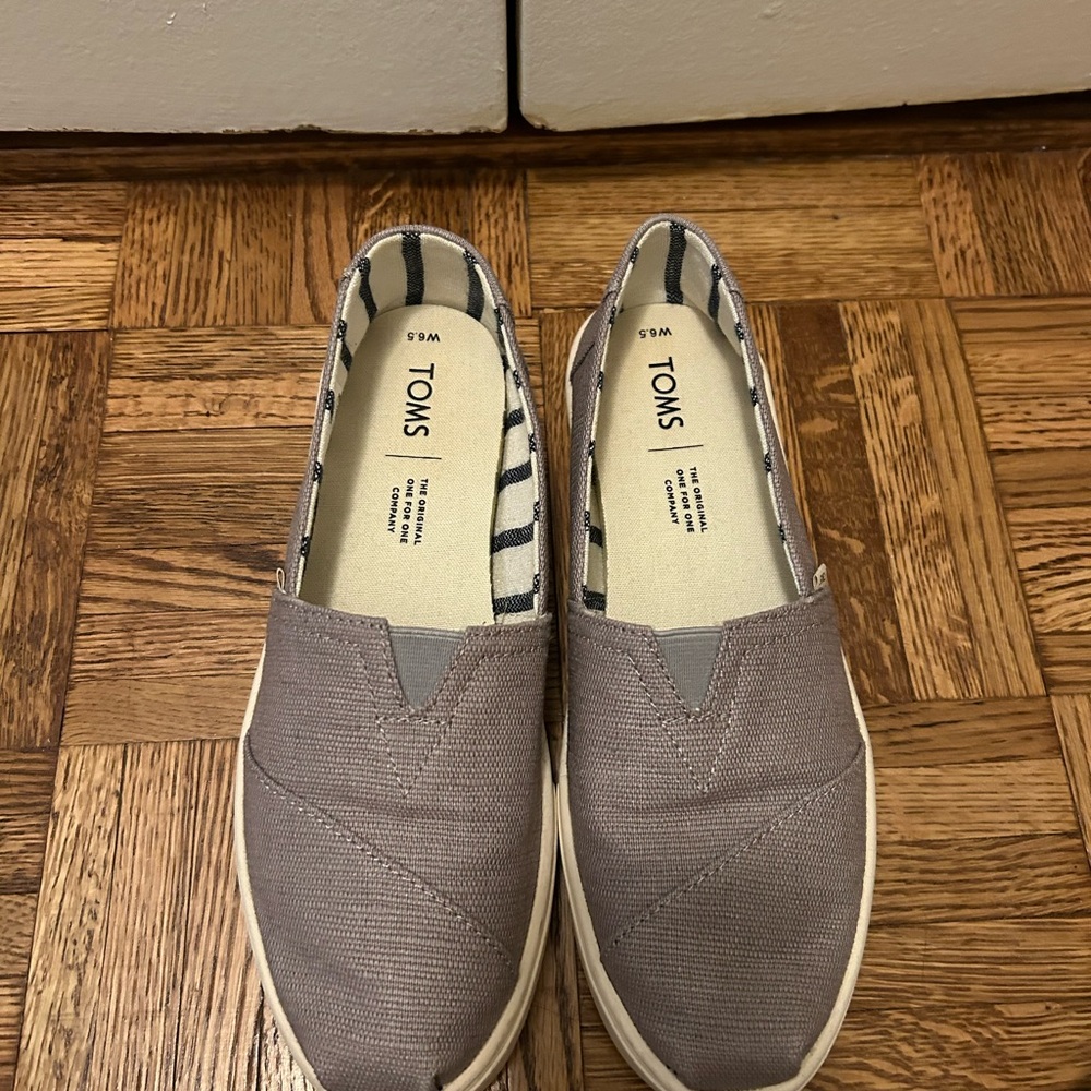 Toms Gray Canvas Loafers Slip-Ons